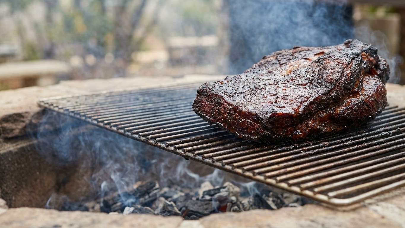 J'ai badigeonné ma sauce barbecue dès la première minute sur la grille : sous la croûte noire, la viande n'avait plus aucu...