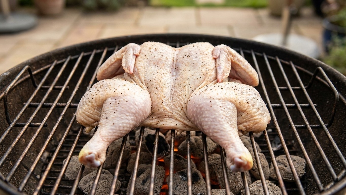 J'ai rôti mon poulet bien droit sur la grille pendant des années : le jour où je l'ai ouvert en deux avant d'enfourner, j'...