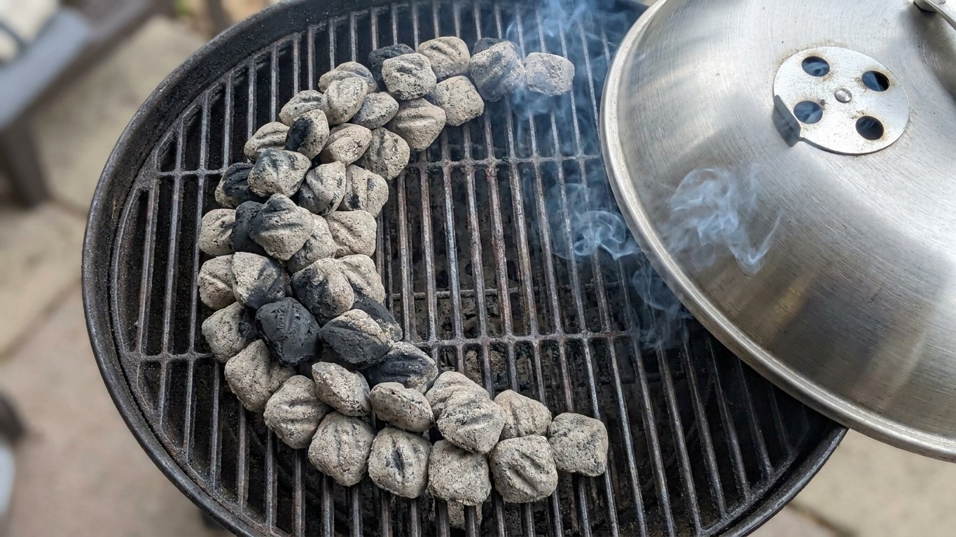 J'empilais mes briquettes en tas bien serré dans le barbecue : un voisin a dessiné une forme bizarre sur la grille et je n...