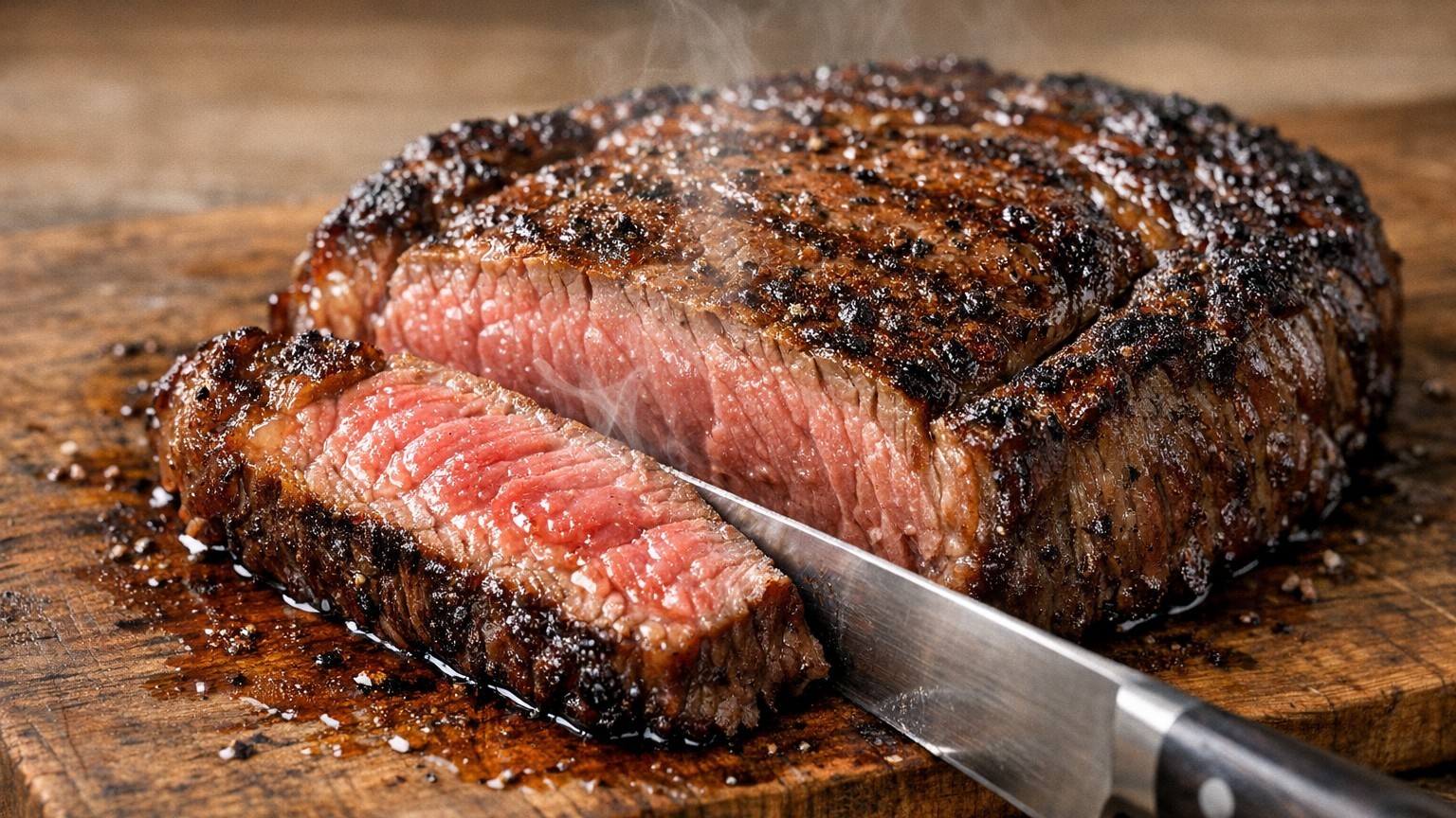 J'ai tranché ma côte de bœuf dès la sortie du gril comme d'habitude : quand j'ai vu les jus inonder l'assiette, j'ai compr...