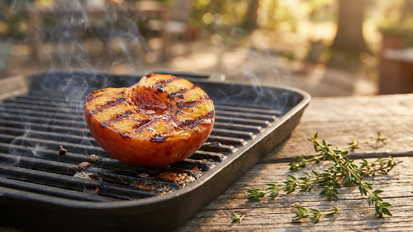 Je posais mes pêches au four comme tout le monde : le jour où je les ai mises sur le barbecue avec du thym, j'ai compris p...