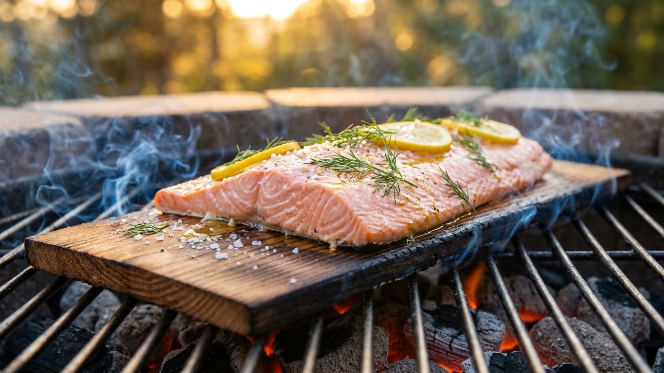 Je posais mon saumon à même la grille et il se déchirait à chaque fois : depuis que je le cuis sur une planche de cèdre tr...