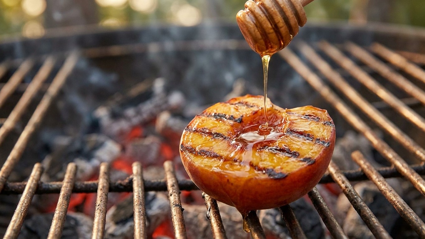 10 minutes, du miel et des pêches de saison : j'ai servi ce dessert à la fin du barbecue et mes invités m'ont demandé la r...