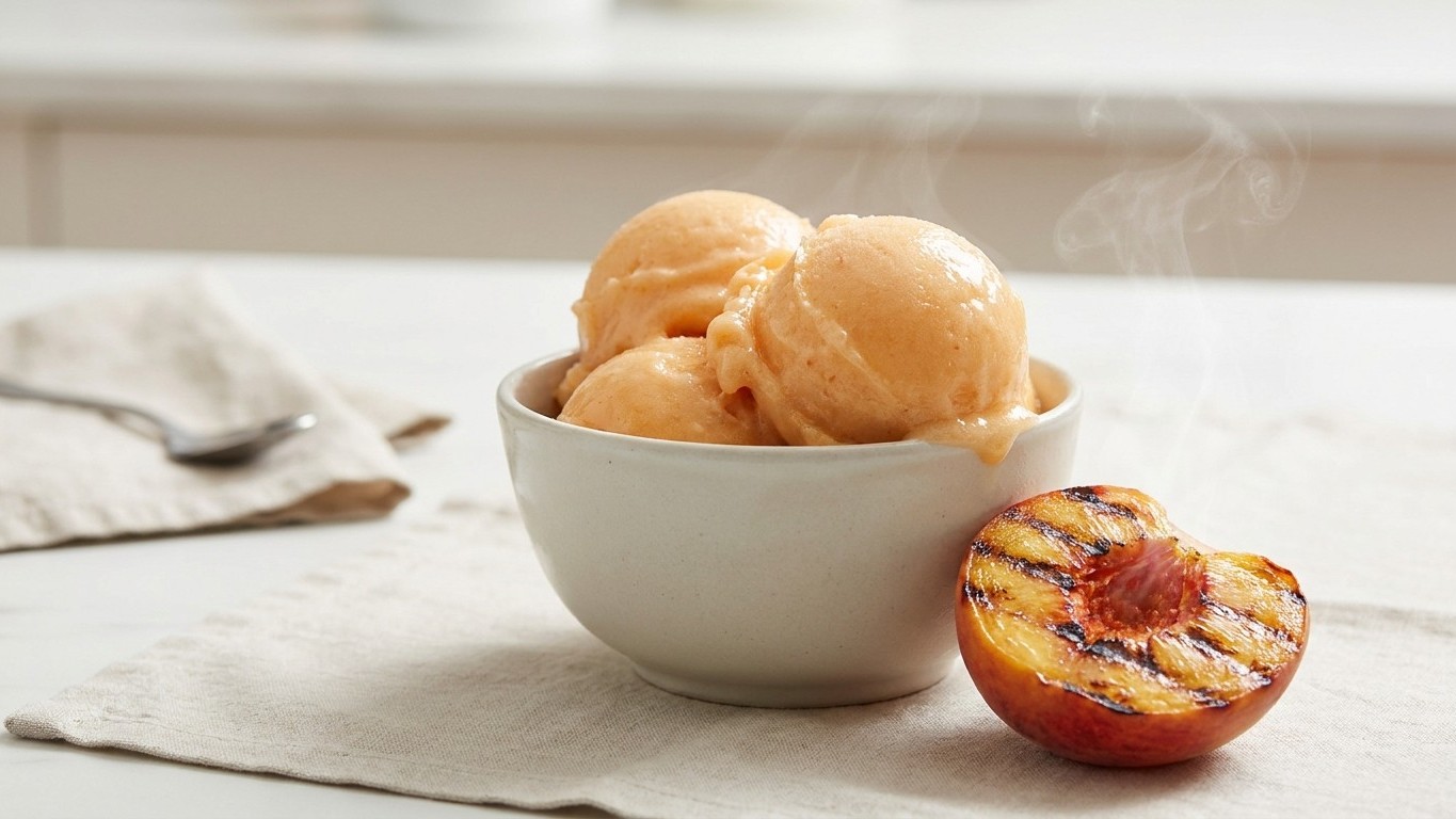3 minutes sur la grille, des pêches bien mûres et un yaourt glacé : j’ai servi ce sorbet à mes invités et ils ont cru que ...
