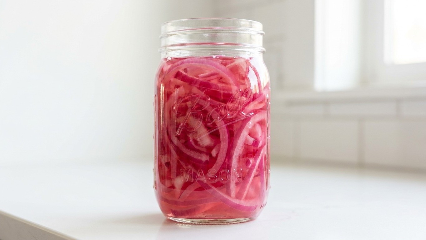 J’ai mis mes oignons rouges dans un bocal avec du vinaigre chaud et depuis, plus personne ne mange de burger sans me récla...