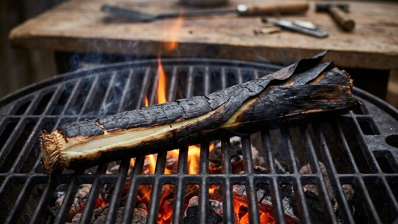 J’ai posé mes poireaux entiers sur la grille juste pour changer des courgettes : les feuilles ont pris feu et le blanc éta...