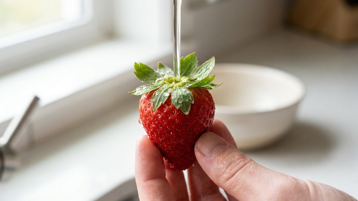 Fini les fraises équeutées avant de passer sous l'eau : ce qui entre par le trou du pédoncule ne ressort plus jamais