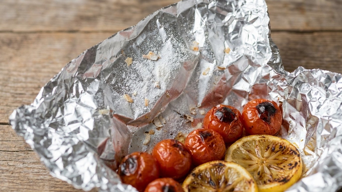 J’ai enfermé mes tomates et mes rondelles de citron dans du papier alu juste pour les parfumer : en ouvrant la papillote, ...