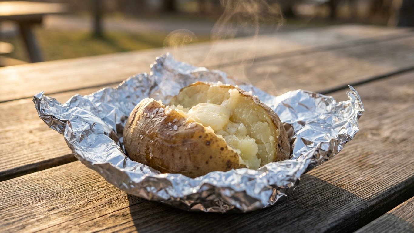 J'ai laissé mes pommes de terre en papillote tiédir sur la table juste pour finir le repas tranquillement : ce qui se déve...