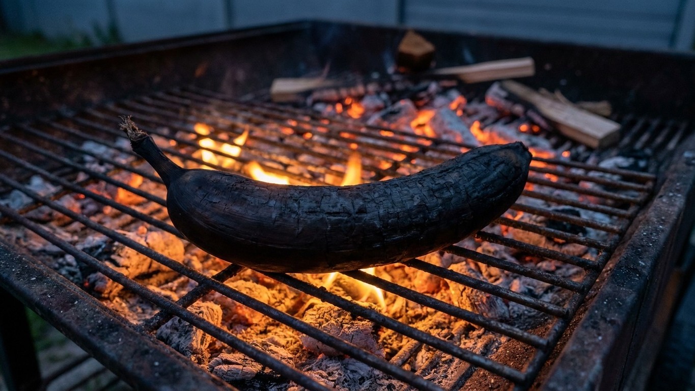 J'ai posé mes bananes entières sur les braises finissantes et depuis, plus personne ne me réclame de glace à la fin du bar...