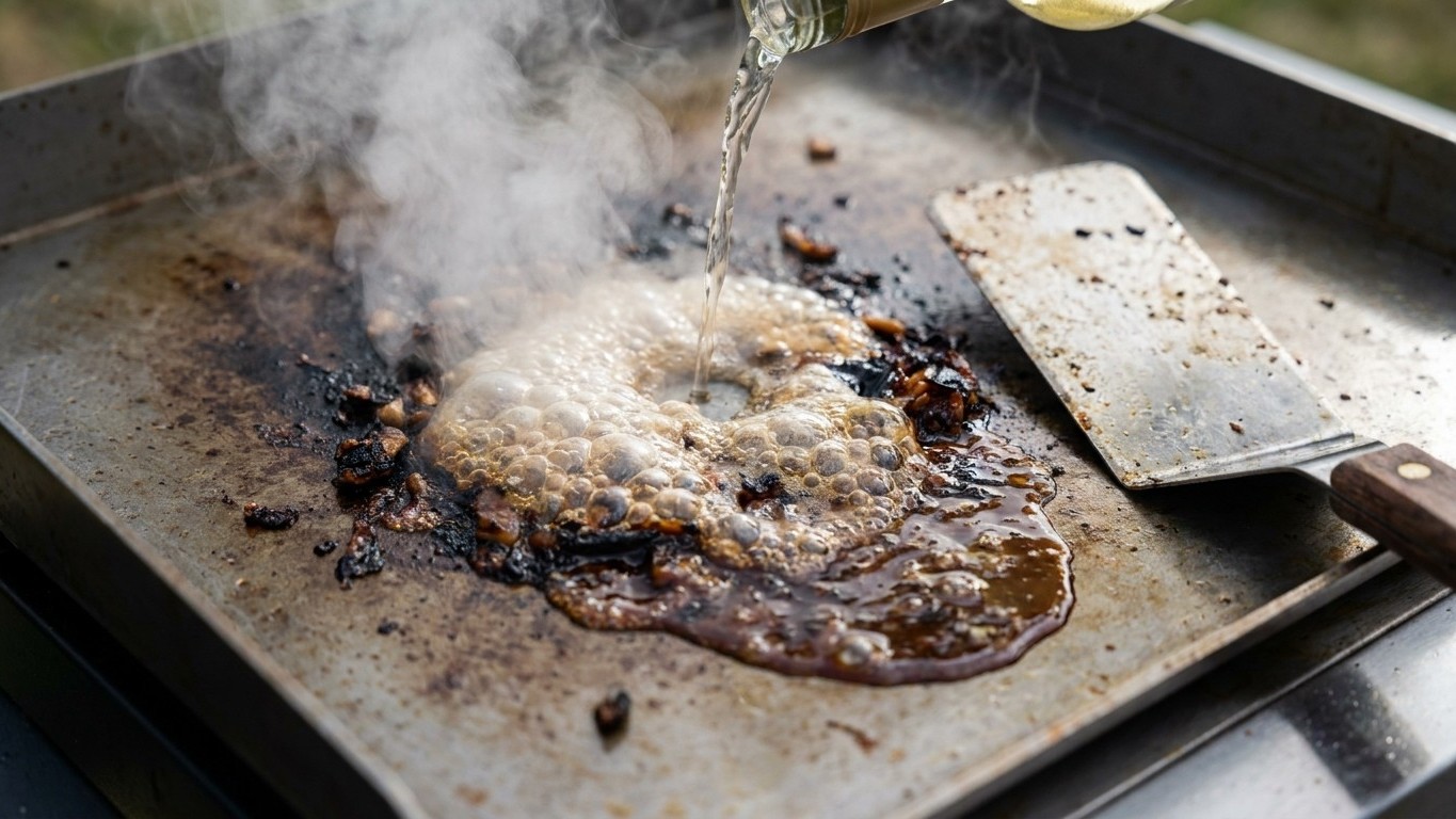 J'ai versé un fond de vin blanc sec sur ma plancha encore brûlante juste pour la décoller : mes invités ont cru que j'avai...