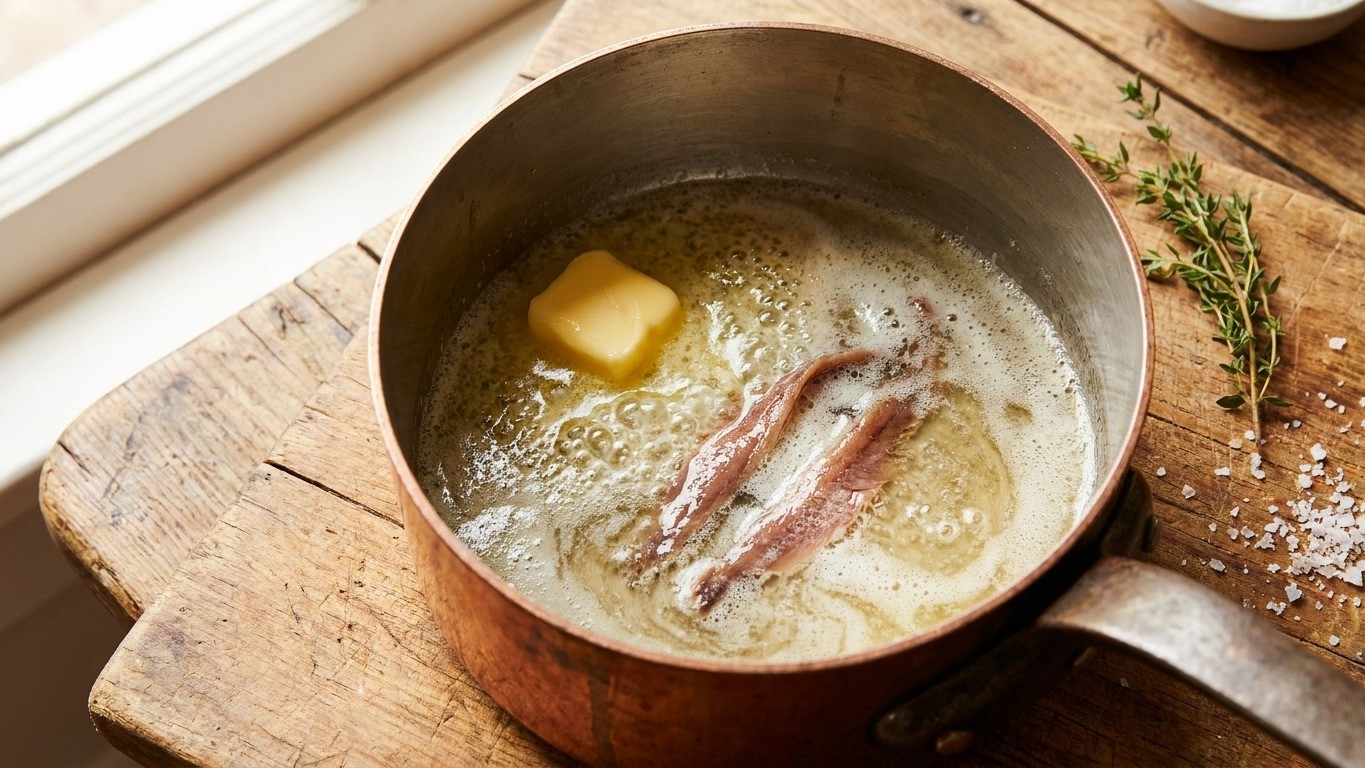 J’ai fait fondre deux filets d’anchois dans mon beurre juste pour tester : mes invités ont cru que j’avais rapporté la sau...