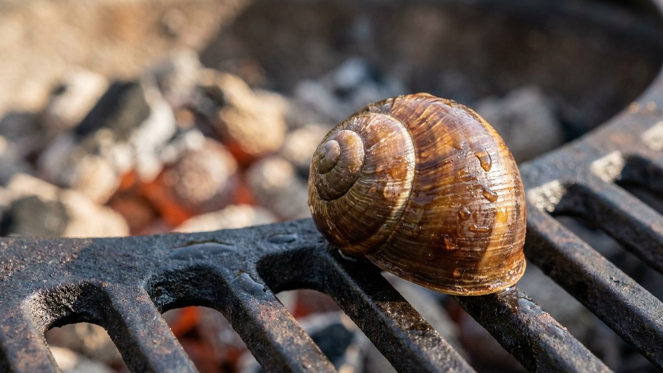 J’ai posé mes escargots vivants directement sur la grille juste pour gagner du temps : ce qui est resté au fond de la coqu...