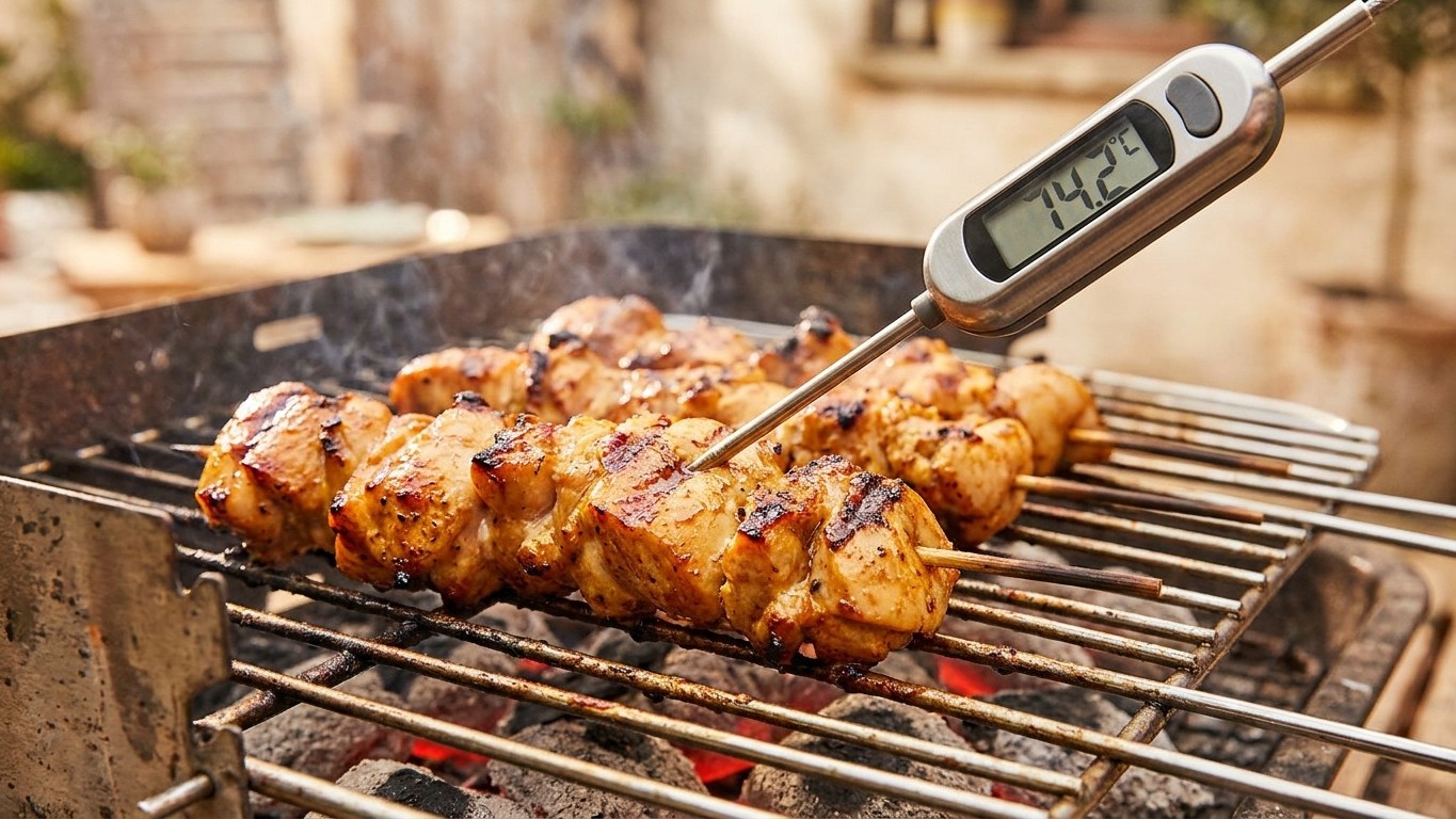 Je découpais mes brochettes de poulet en deux pour vérifier que la chair était bien blanche : un chef m'a montré que je re...