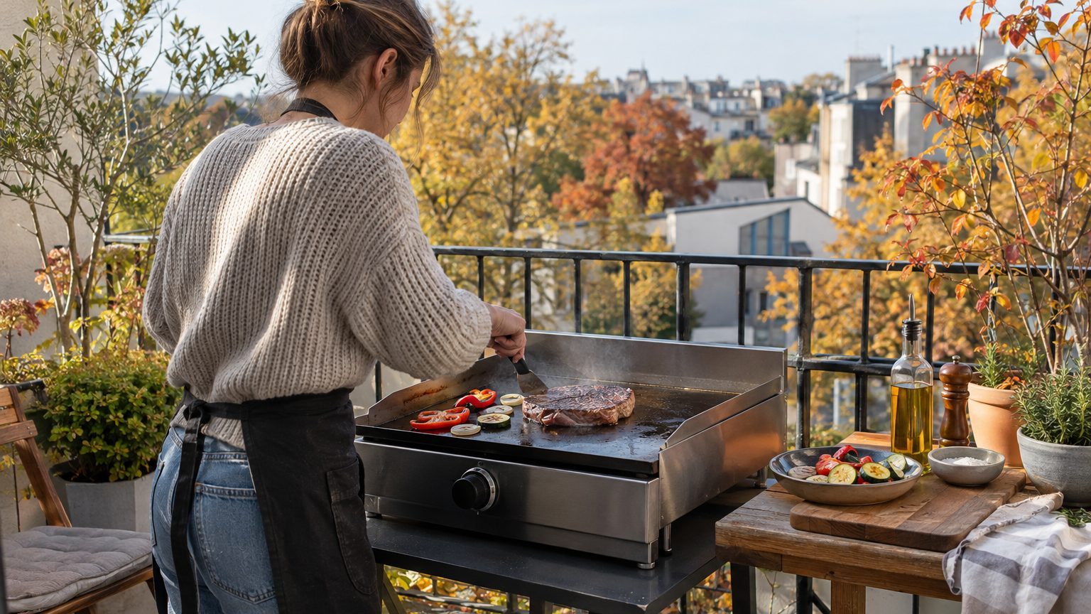 Plancha gaz ou électrique : puissance, saisie, usage sur balcon et laquelle choisir selon votre extérieur